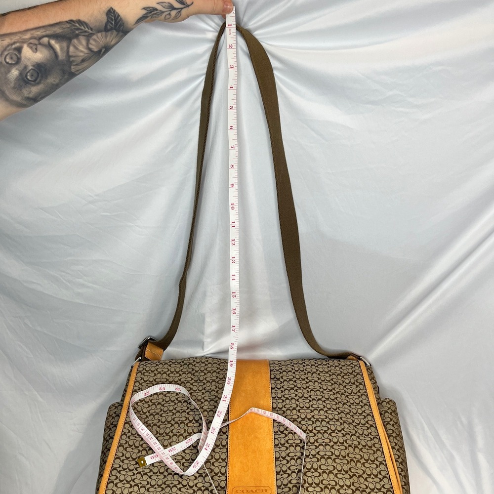 Coach Messenger Bag Crossbody Satchel‎ Signature Canvas Leather Trim - Picture 4 of 13